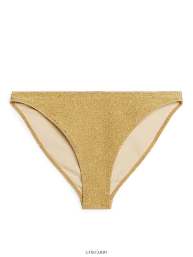 ملابس عبد اللطيف ARKET نحيف جزء سفلي بيكيني لامع متوسط ​​الخصر ذهب BXB848618