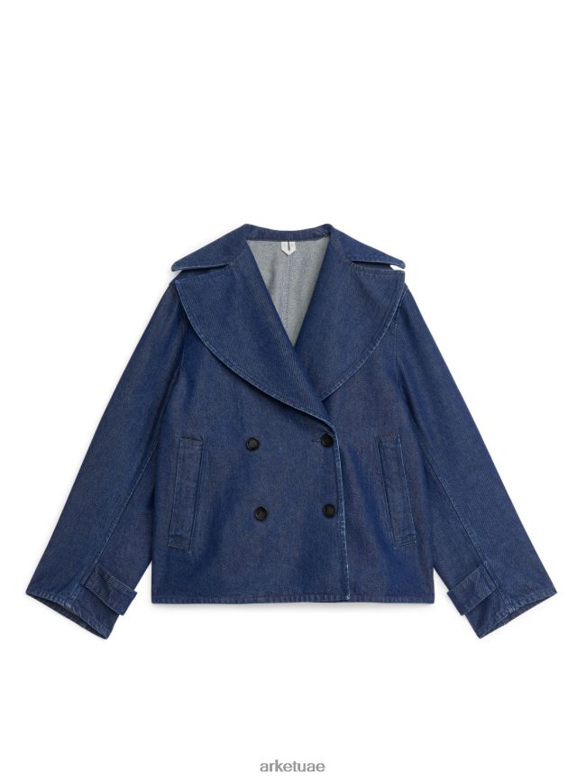 ملابس عبد اللطيف ARKET نحيف سترة الدنيم مزدوجة الصدر أزرق غامق BXB848466