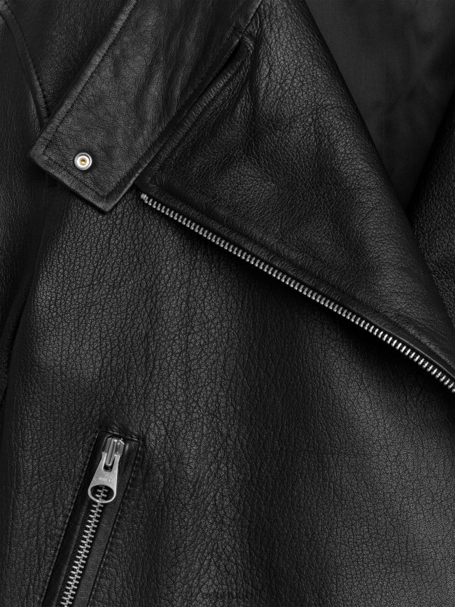 ملابس عبد اللطيف ARKET نحيف سترة جلدية كبيرة الحجم أسود BXB848459