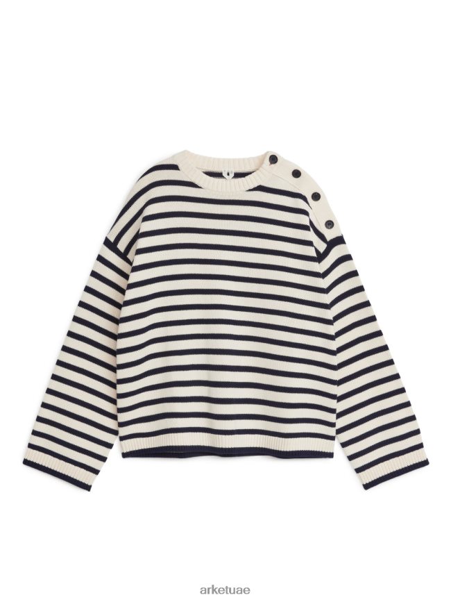 ملابس عبد اللطيف ARKET نحيف سترة قطن كبيرة الحجم أزرق غامق/أوف وايت BXB848419