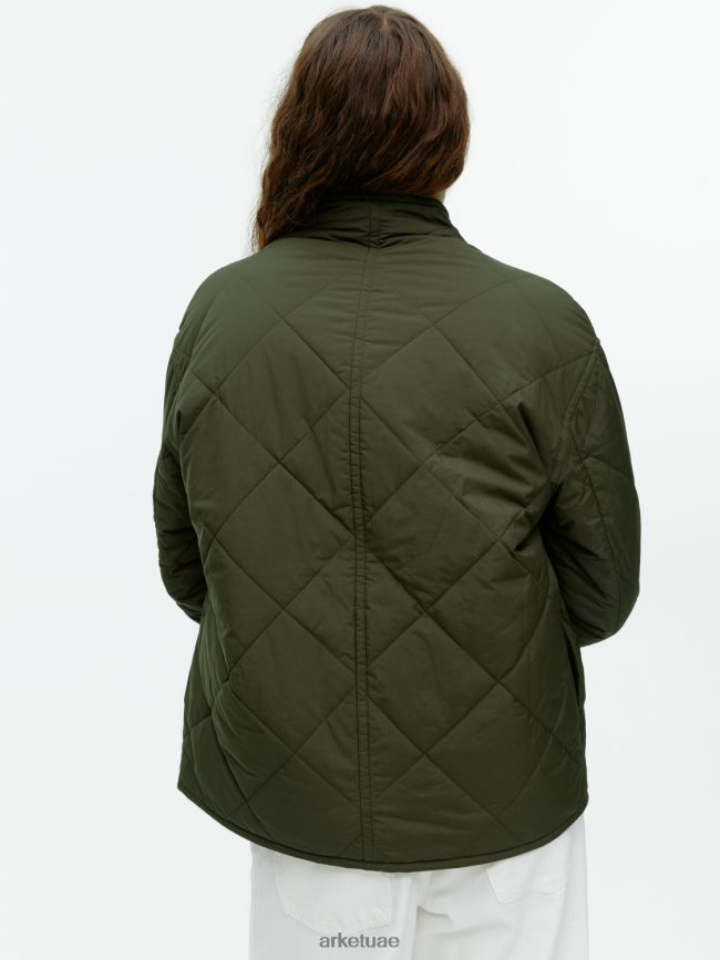 ملابس عبد اللطيف ARKET نحيف سترة مبطنة بياقة شال كاكي أخضر داكن BXB848450