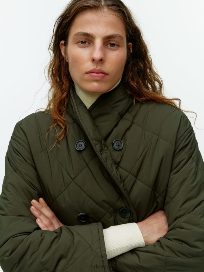 ملابس عبد اللطيف ARKET نحيف سترة مبطنة بياقة شال كاكي أخضر داكن BXB848450