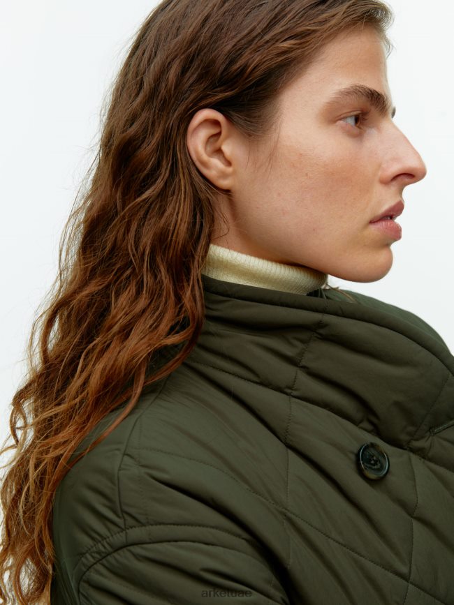 ملابس عبد اللطيف ARKET نحيف سترة مبطنة بياقة شال كاكي أخضر داكن BXB848450