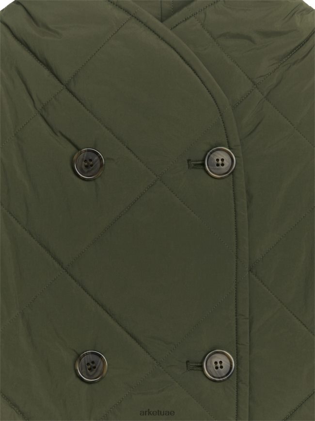 ملابس عبد اللطيف ARKET نحيف سترة مبطنة بياقة شال كاكي أخضر داكن BXB848450