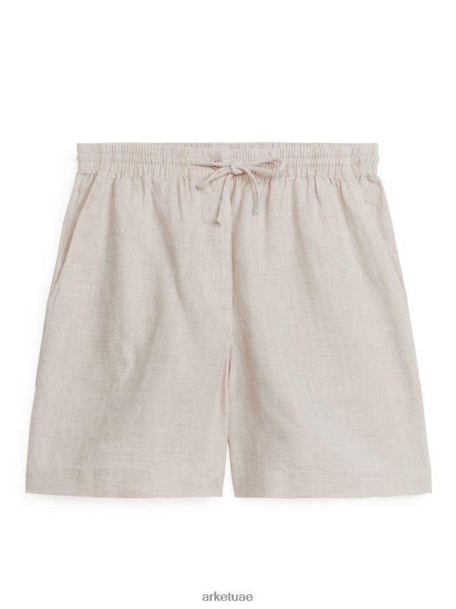 ملابس عبد اللطيف ARKET نحيف شورت من الكتان برباط اللون البيج BXB848272