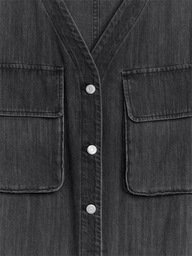 ملابس عبد اللطيف ARKET نحيف فستان الدنيم المنفعة مغسول باللون الأسود BXB84884