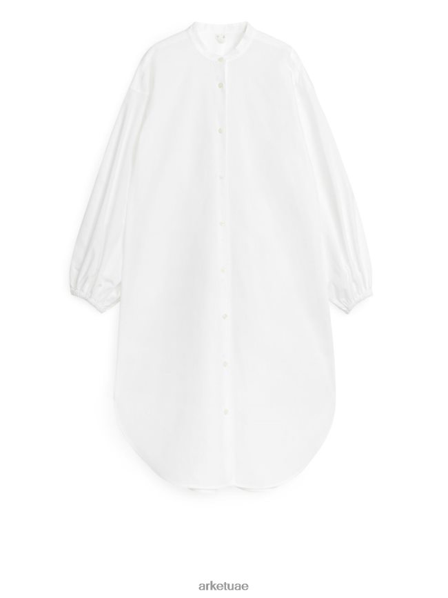 ملابس عبد اللطيف ARKET نحيف فستان بأكمام بالون أبيض BXB84872