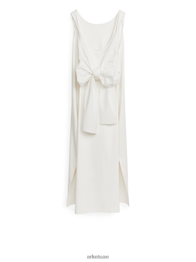 ملابس عبد اللطيف ARKET نحيف فستان جيرسيه بتفاصيل من البوبلين أبيض BXB84870