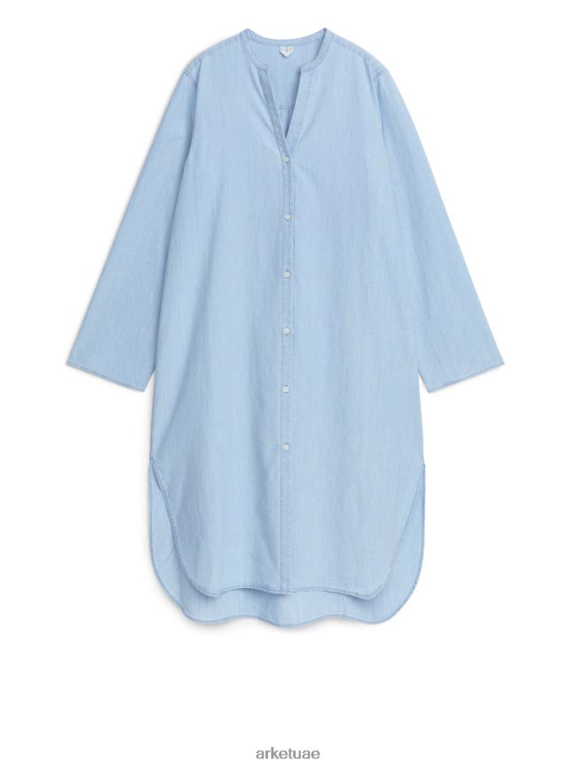 ملابس عبد اللطيف ARKET نحيف فستان قميص جينز خفيف أزرق BXB84882