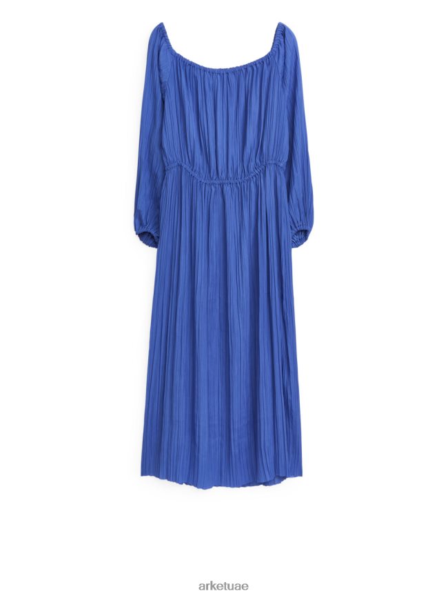 ملابس عبد اللطيف ARKET نحيف فستان ميدي مجعد أزرق BXB84887
