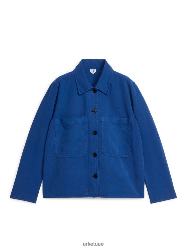 ملابس عبد اللطيف ARKET نحيف قميص من مزيج الكتان ازرق فاتح BXB84848