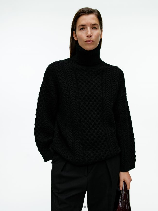 ملابس عبد اللطيف ARKET نحيف كنزة صوف متماسكة أسود BXB848431