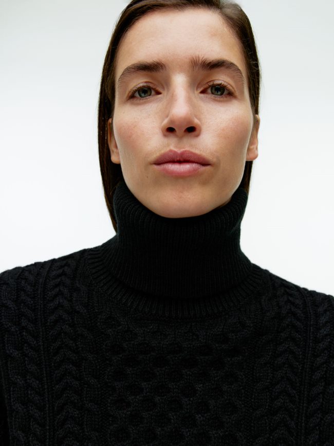 ملابس عبد اللطيف ARKET نحيف كنزة صوف متماسكة أسود BXB848431