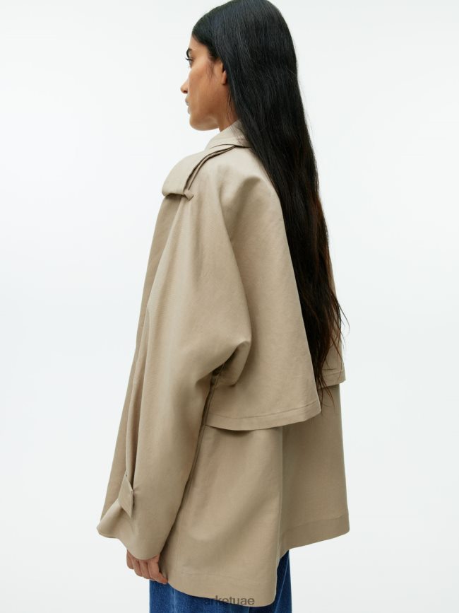 ملابس عبد اللطيف ARKET نحيف معطف خندق قصير اللون البيج BXB848458