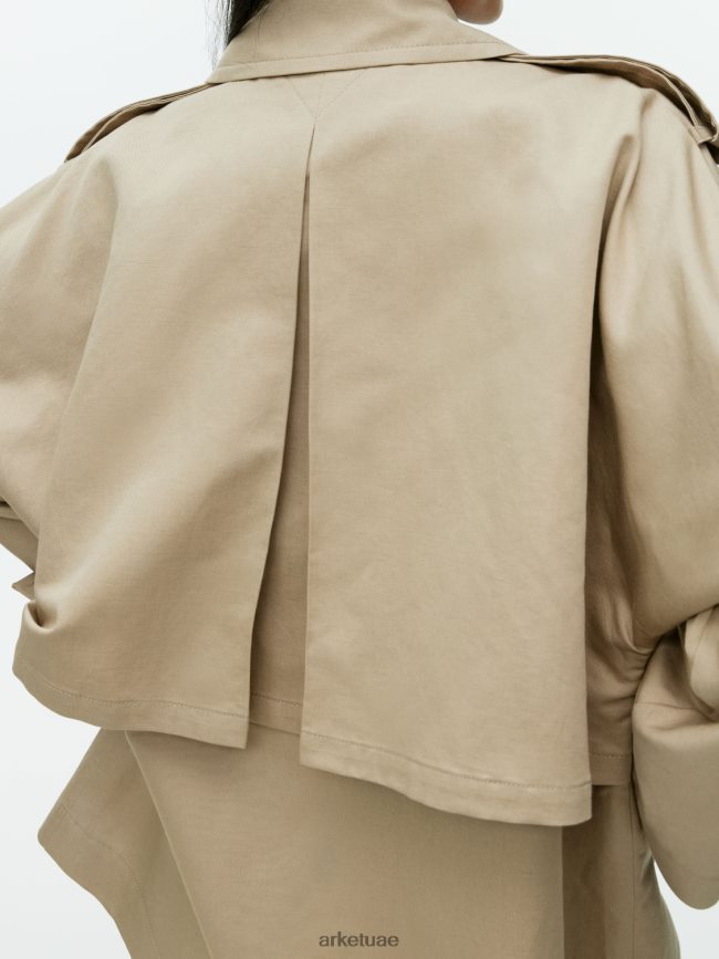 ملابس عبد اللطيف ARKET نحيف معطف خندق قصير اللون البيج BXB848458