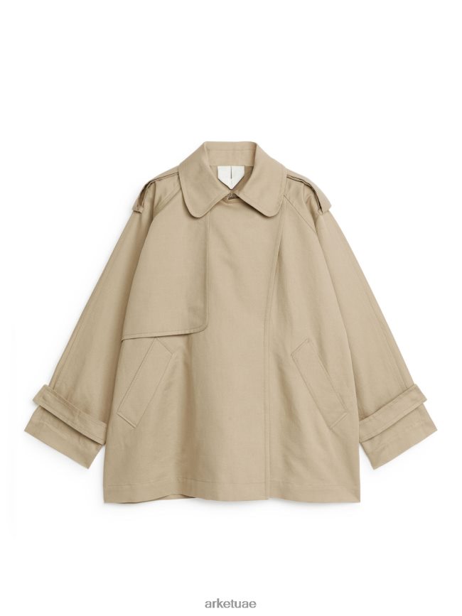 ملابس عبد اللطيف ARKET نحيف معطف خندق قصير اللون البيج BXB848458