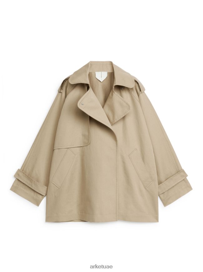 ملابس عبد اللطيف ARKET نحيف معطف خندق قصير اللون البيج BXB848458