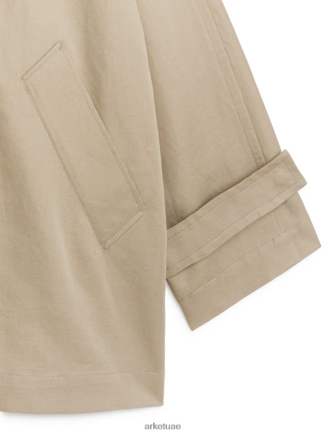 ملابس عبد اللطيف ARKET نحيف معطف خندق قصير اللون البيج BXB848458