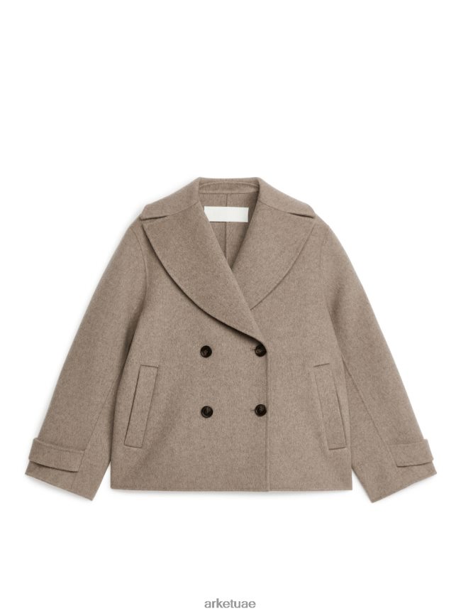 ملابس عبد اللطيف ARKET نحيف معطف من الصوف البيج الداكن BXB848461