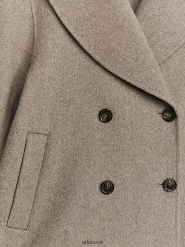 ملابس عبد اللطيف ARKET نحيف معطف من الصوف البيج الداكن BXB848461