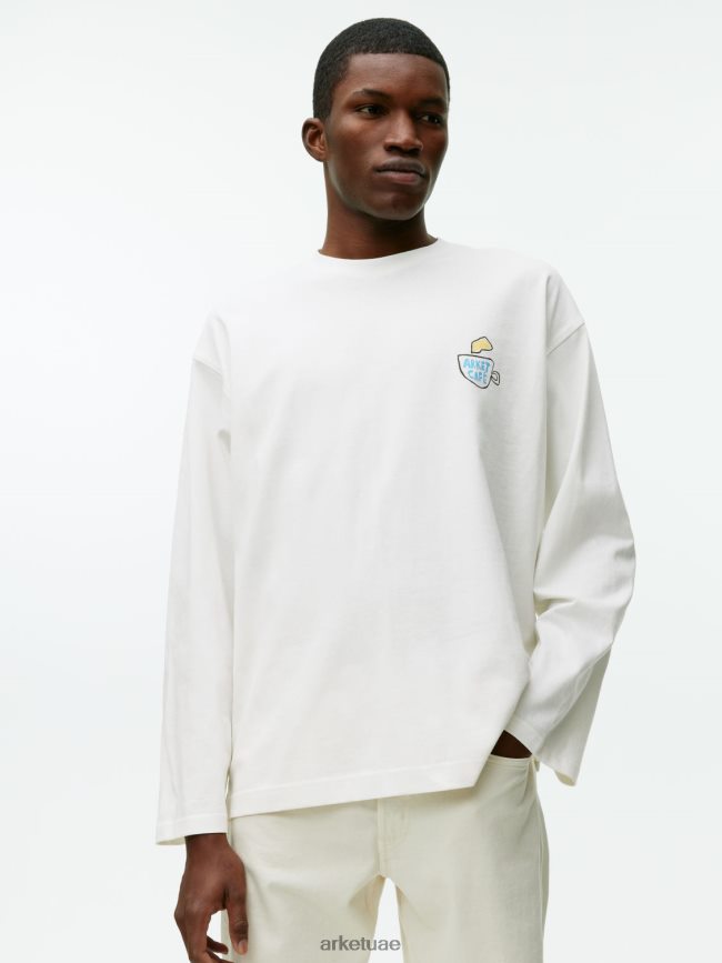 ملابس عبد اللطيف ARKET نحيف مقهى بأكمام طويلة تي شيرت أبيض BXB8481038