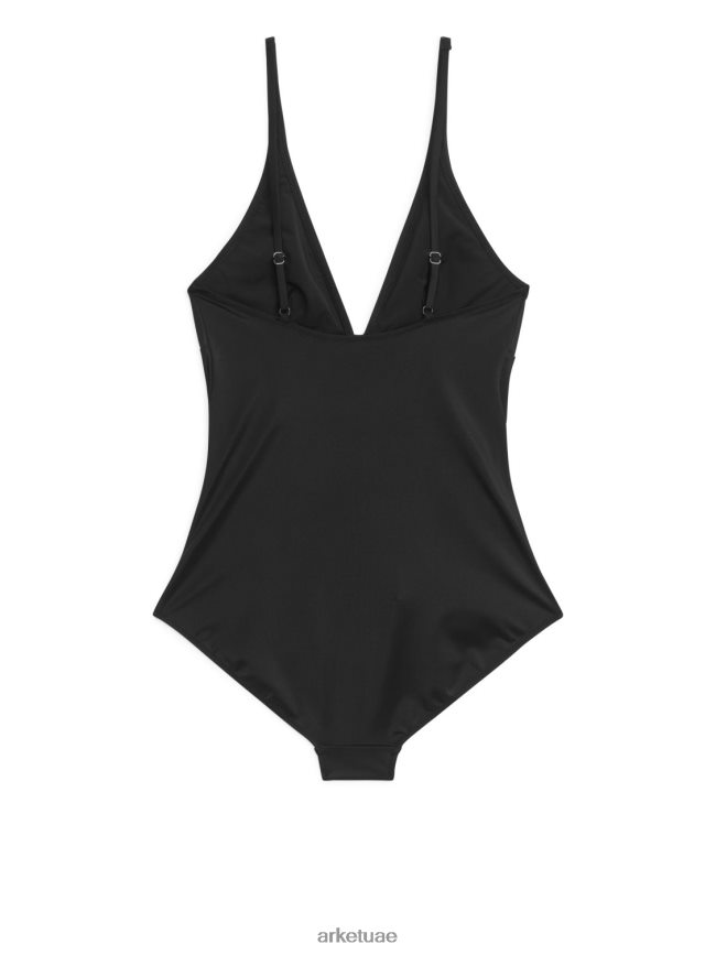 ملابس عبد اللطيف ARKET نحيف ملابس السباحة على شكل حرف V أسود BXB848592