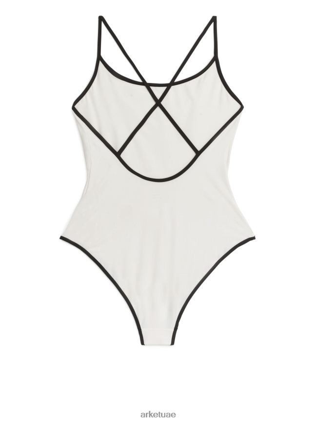 ملابس عبد اللطيف ARKET نحيف ملابس السباحة غير اللامعة أوف وايت/أسود BXB848584
