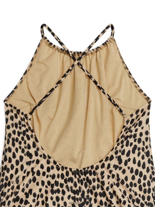 ملابس عبد اللطيف ARKET نحيف ملابس سباحة بكشكشة بيج/أسود BXB848619