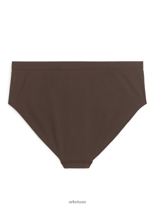 ملابس عبد اللطيف ARKET نحيف ملخصات عالية الخصر سلس بني غامق BXB848562