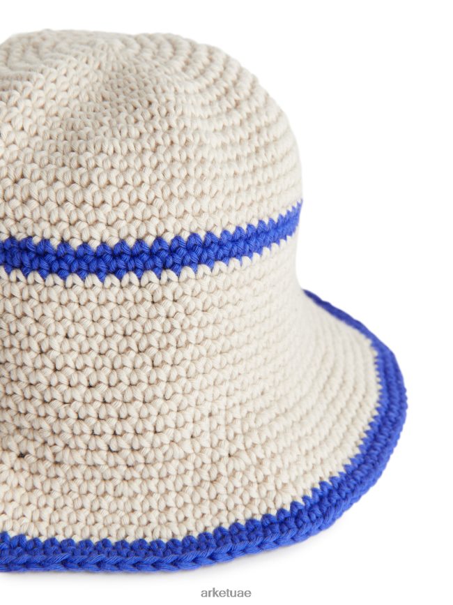 مُكَمِّلات عبد اللطيف ARKET أطفال قبعة الشمس الكروشيه بيج/أزرق BXB8481693