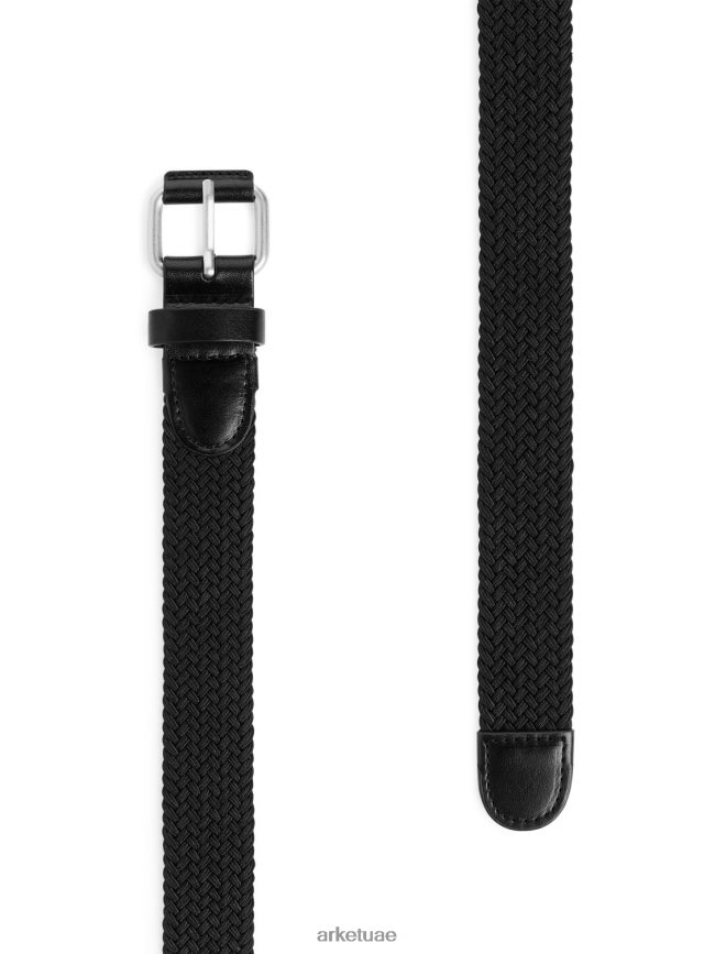 مُكَمِّلات عبد اللطيف ARKET رجال حزام مزين بالجلد المضفر أسود BXB8481332