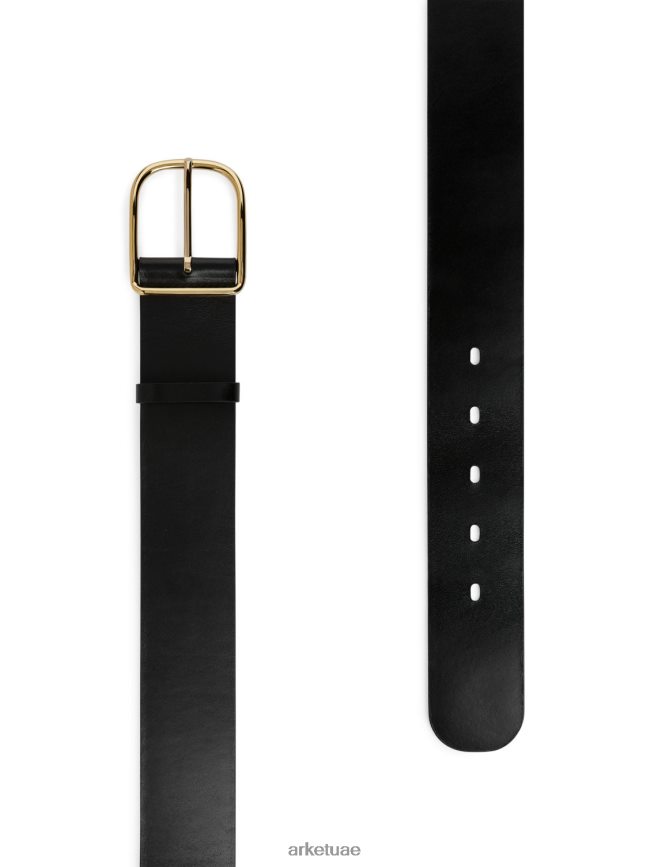 مُكَمِّلات عبد اللطيف ARKET نحيف حزام جلد عريض أسود BXB848834