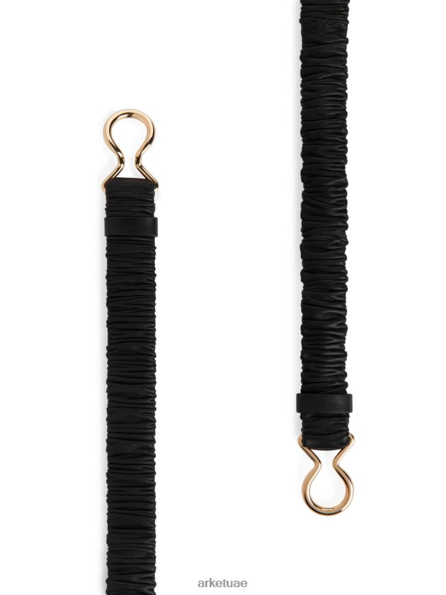 مُكَمِّلات عبد اللطيف ARKET نحيف حزام جلد مشقوق أسود BXB848825