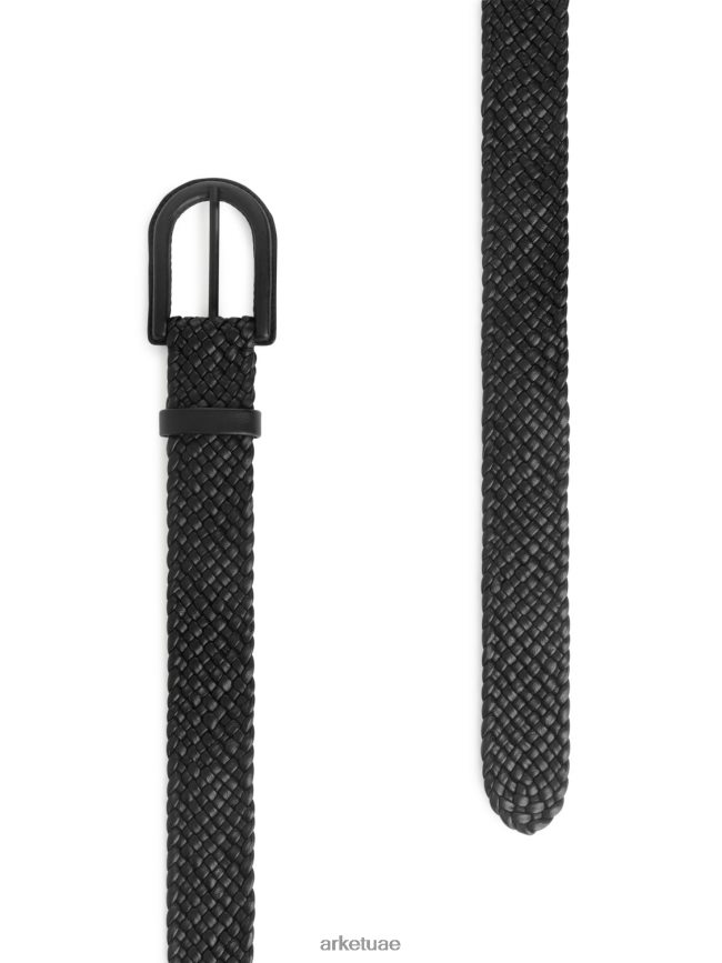 مُكَمِّلات عبد اللطيف ARKET نحيف حزام جلد مضفر أسود BXB848837