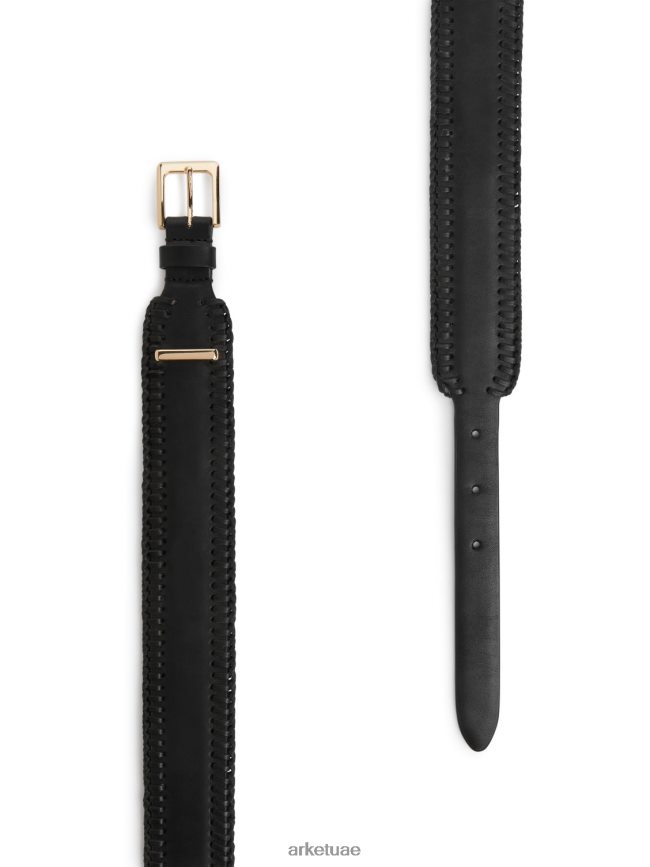 مُكَمِّلات عبد اللطيف ARKET نحيف حزام من الجلد أسود BXB848832
