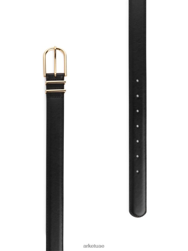 مُكَمِّلات عبد اللطيف ARKET نحيف حزام من الجلد أسود BXB848839