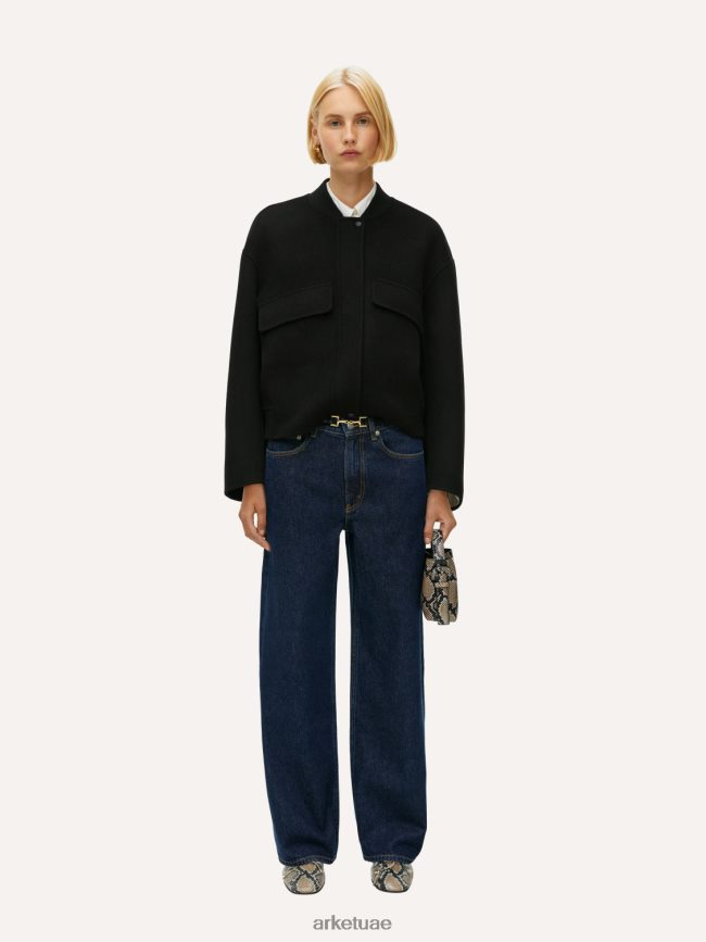 مُكَمِّلات عبد اللطيف ARKET نحيف حزام من الجلد بإبزيم هورسبيت أسود BXB848835