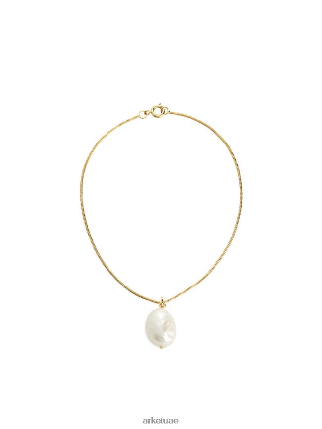 مُكَمِّلات عبد اللطيف ARKET نحيف خلخال قلادة لؤلؤ المياه العذبة ذهبي/أبيض BXB848787