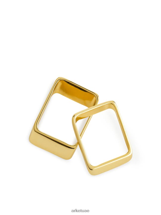مُكَمِّلات عبد اللطيف ARKET نحيف طقم خاتم مطلي بالذهب مكون من 2 ذهب BXB848800