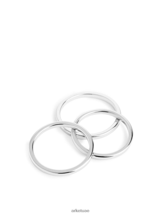 مُكَمِّلات عبد اللطيف ARKET نحيف طقم خواتم فضة 3 قطع فضة BXB848793