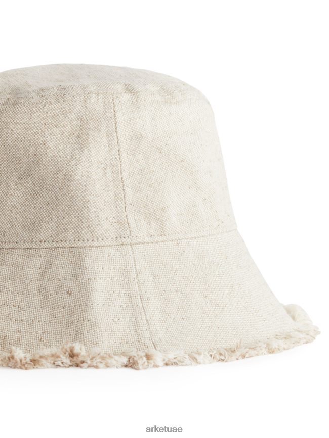 مُكَمِّلات عبد اللطيف ARKET نحيف قبعة دلو من مزيج الكتان اللون البيج BXB848635