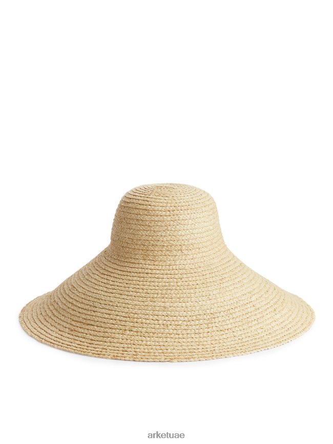 مُكَمِّلات عبد اللطيف ARKET نحيف قبعة من القش ذات حافة واسعة اللون البيج BXB848647