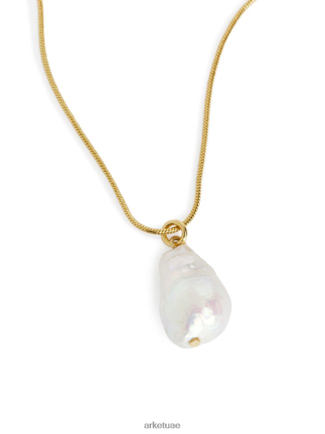 مُكَمِّلات عبد اللطيف ARKET نحيف قلادة قلادة لؤلؤ المياه العذبة ذهبي/أبيض BXB848781