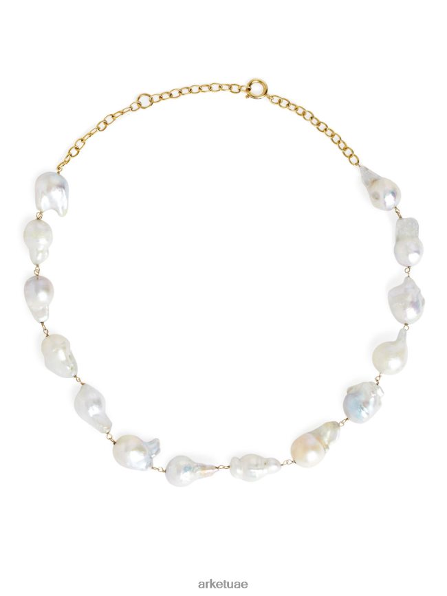 مُكَمِّلات عبد اللطيف ARKET نحيف قلادة لؤلؤ المياه العذبة ذهبي/أبيض BXB848778