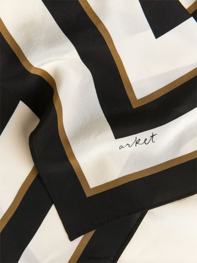 مُكَمِّلات عبد اللطيف ARKET نحيف وشاح حريري مطبوع أسود/بني/بيج BXB848840